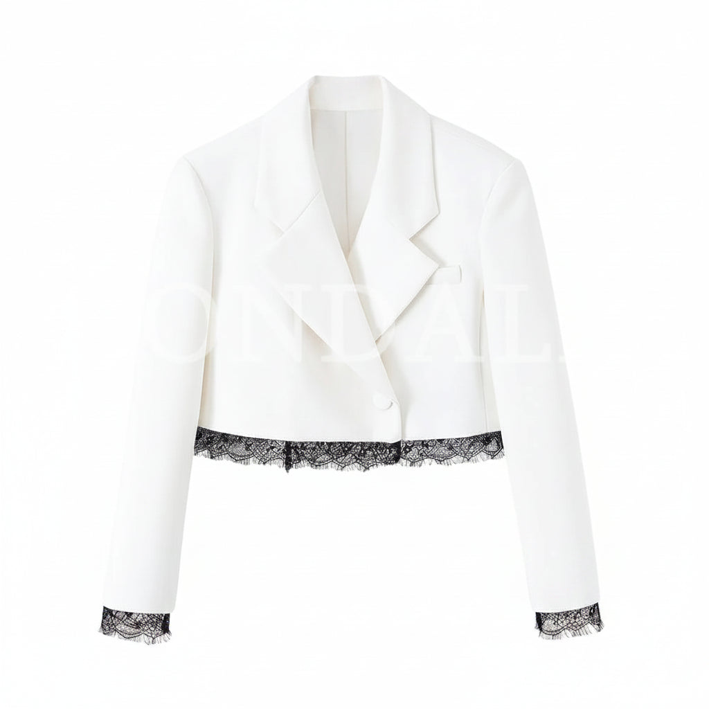 Elegant JWANOFFIZIELL Spitzen-Blazer-Set for women, featuring a stylish blazer and matching top in a sophisticated design.