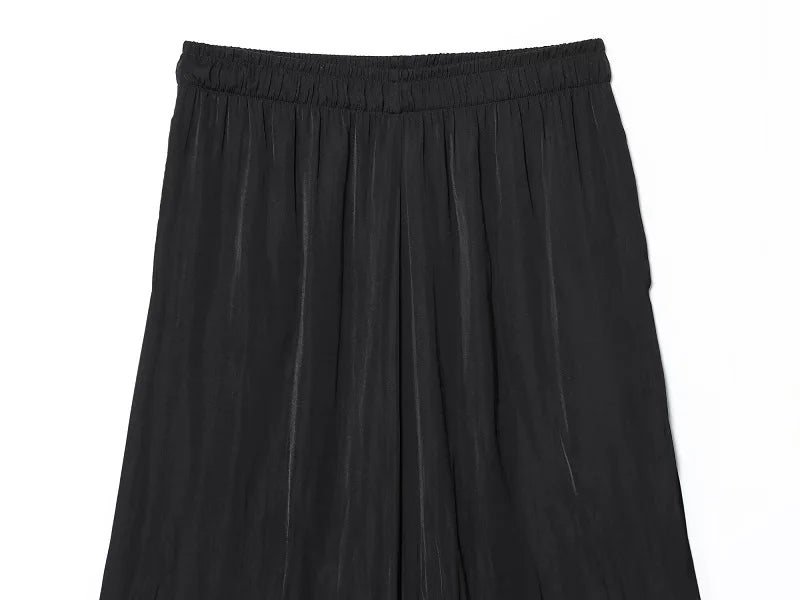 Weite Plissee-Hose Damen – High-Waist Casual Baggy Sommerhose in Schwarz