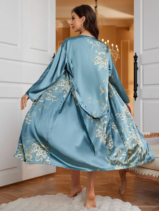 Damen-Morgenmantel & Nachthemd, 2-teiliges Homewear-Set