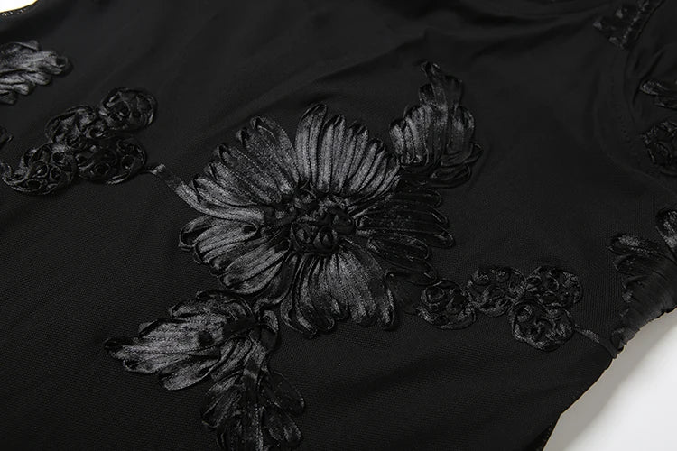 Blumen-Stickerei-Maxikleid Damen – Rückenfreies Bandage Tief-V Sommerkleid Elegant