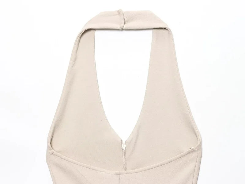 Eleganter Langer Jumpsuit Damen – Ärmellos Rückenfrei Ausgestelltes Bein Sommer