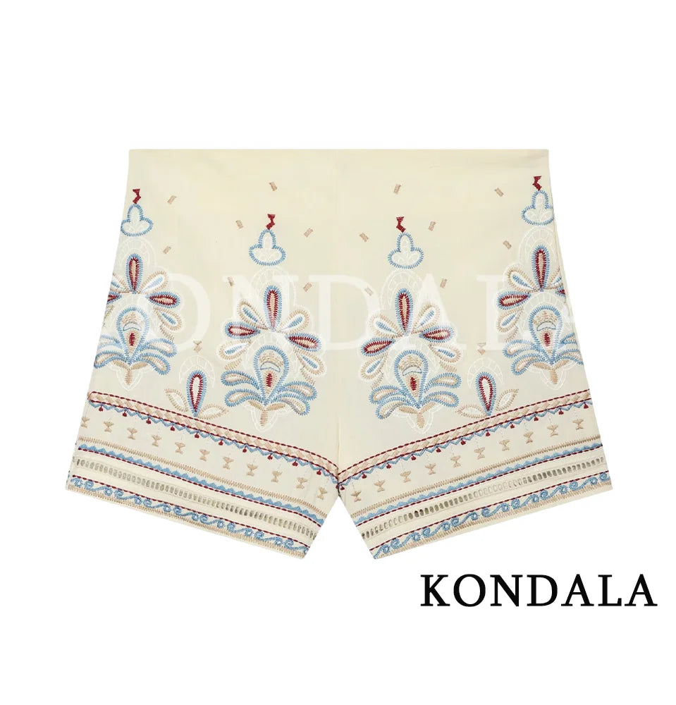 Elegantes Stickerei-Set – Lässiges Hemd & Mini-Shorts für den Sommer