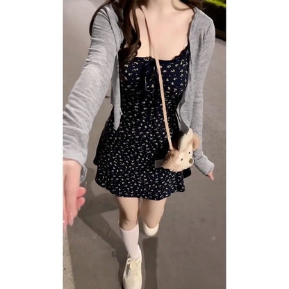 Women's Floral Mini Dress Spaghetti Straps Fitted