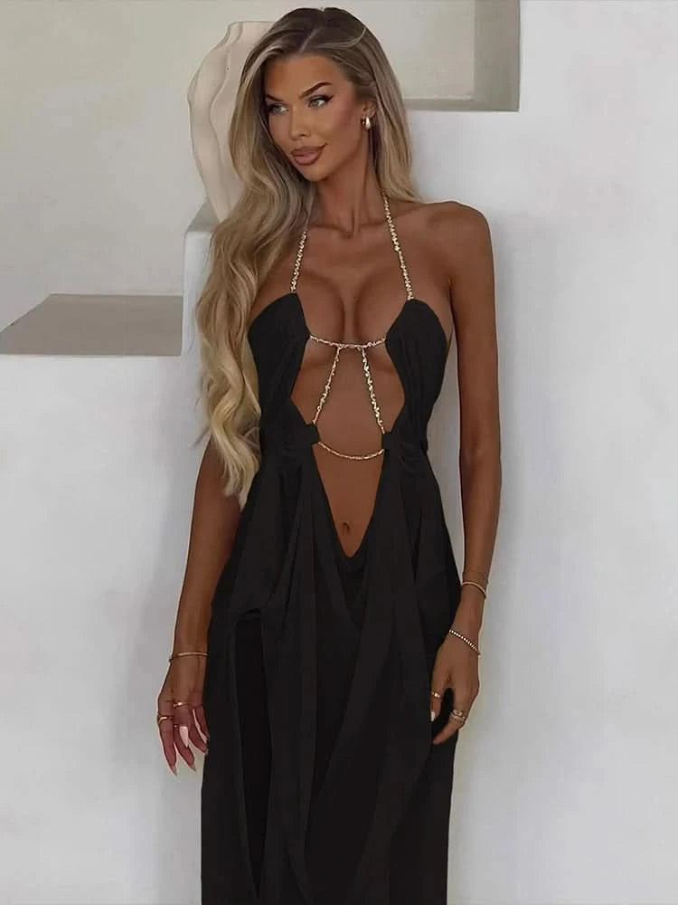 Glamour Kettenkleid in Schwarz - JWANOFFIZIELL