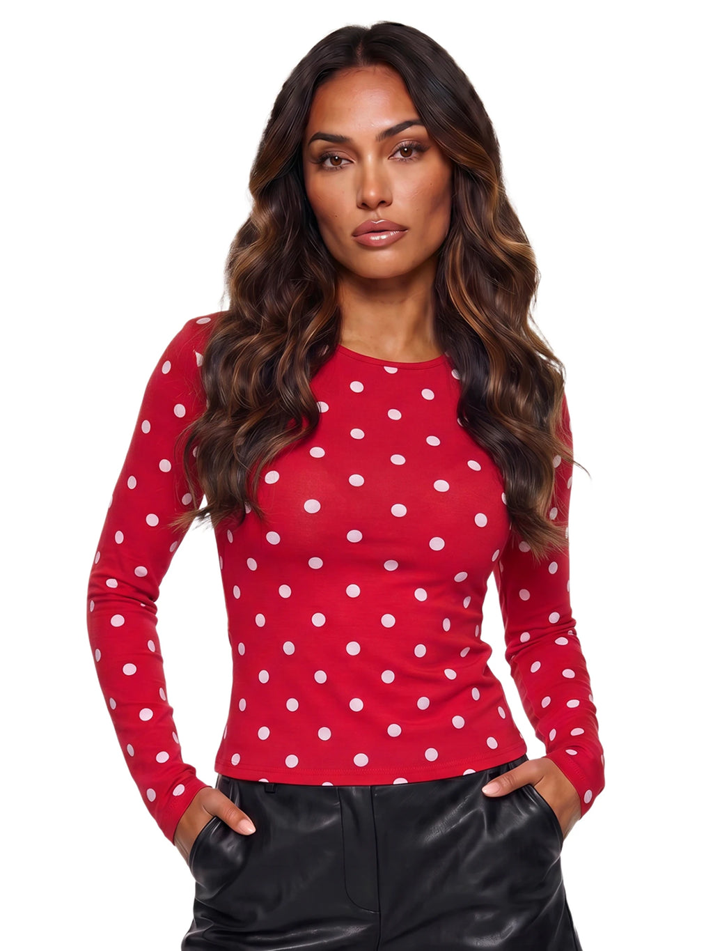 Punkte-Print Langarmshirt Slim Fit - JWANOFFIZIELL