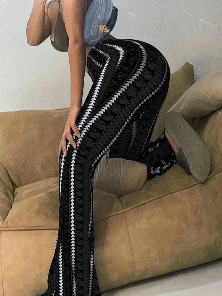 Retro-Print Flared Leggings - JWANOFFIZIELL