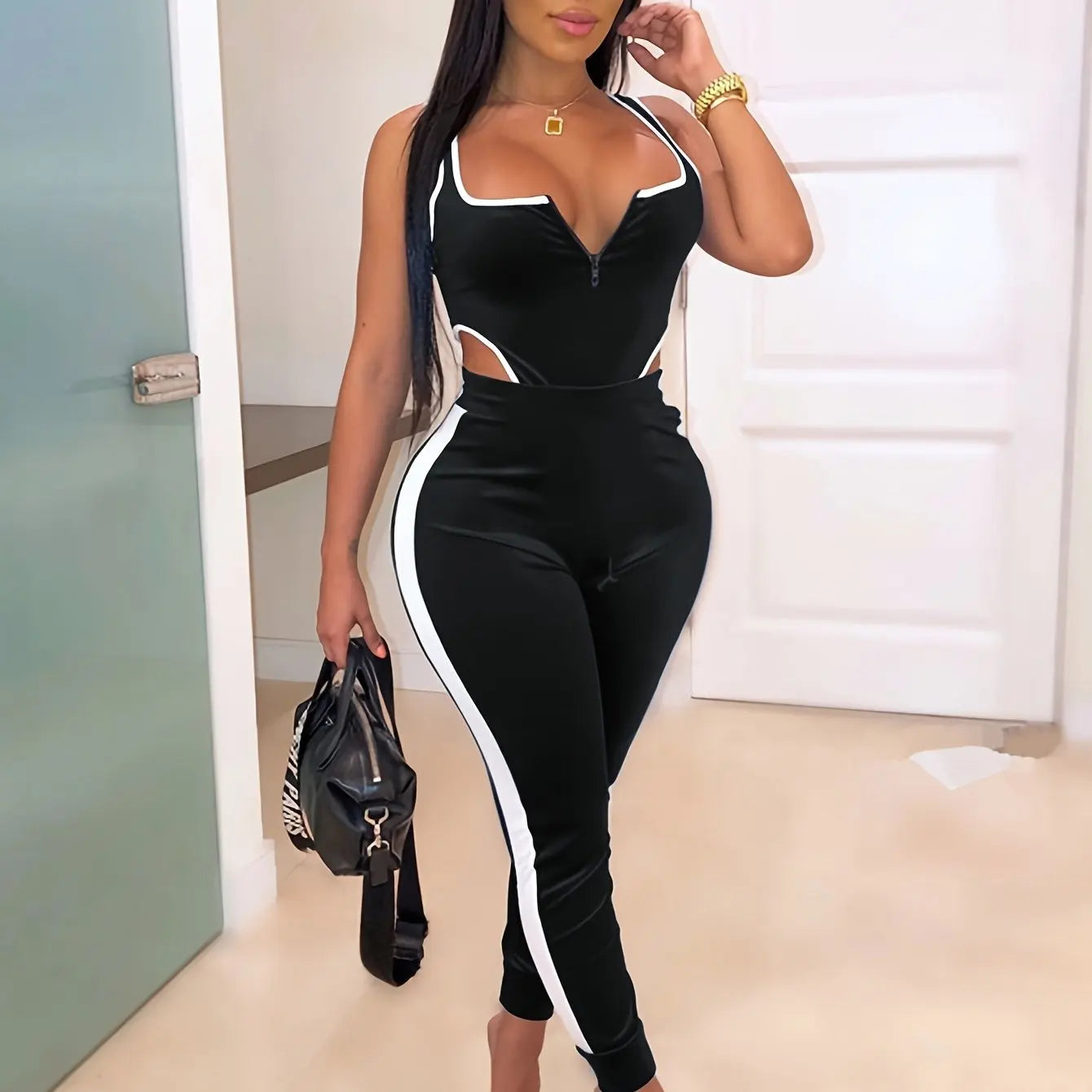 Cut-Out Body & High-Waist Hose Bodycon-Set - JWANOFFIZIELL