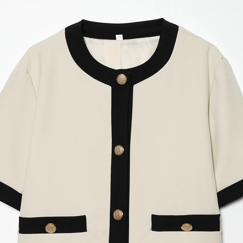 Damen Kurzarm Blazer Casual Crop Jacke