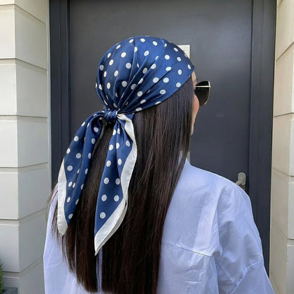 Gepunkteter Satin-Seidenschal Damen – Quadratisches Halstuch Haarband Kopftuch