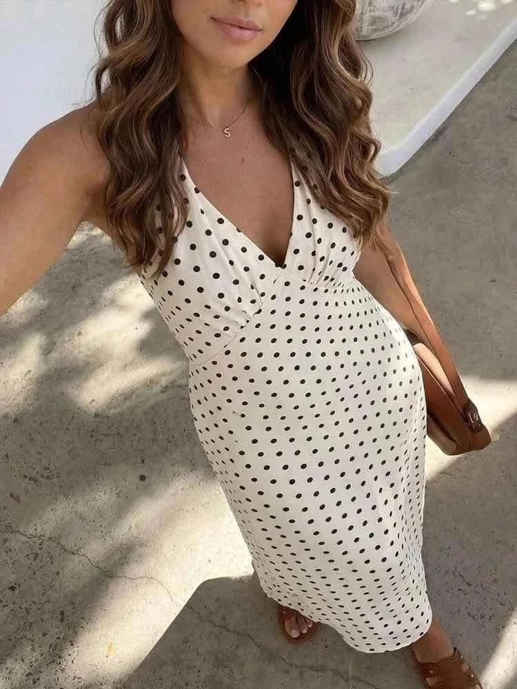 Polka Dot Neckholder Kleid - JWANOFFIZIELL