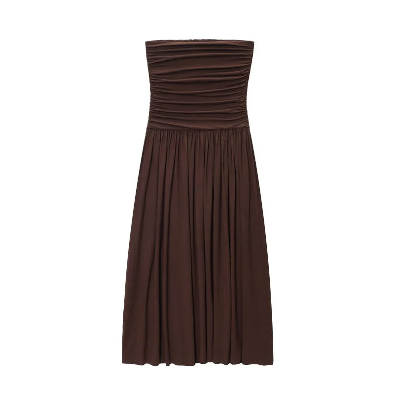 Verführerisches Schulterfreies Kleid mit Faltendetails – Elegantes Abendkleid