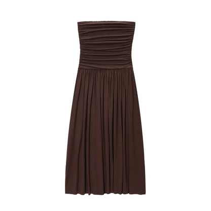 Verführerisches Schulterfreies Kleid mit Faltendetails – Elegantes Abendkleid