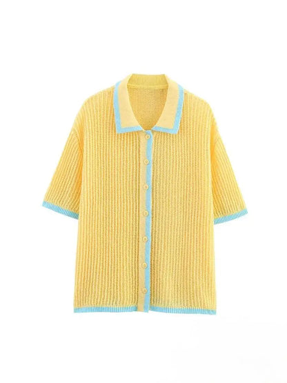 Häkel-Strick-Set Damen – Hollow-Out Cardigan & Shorts Sommer Urlaub