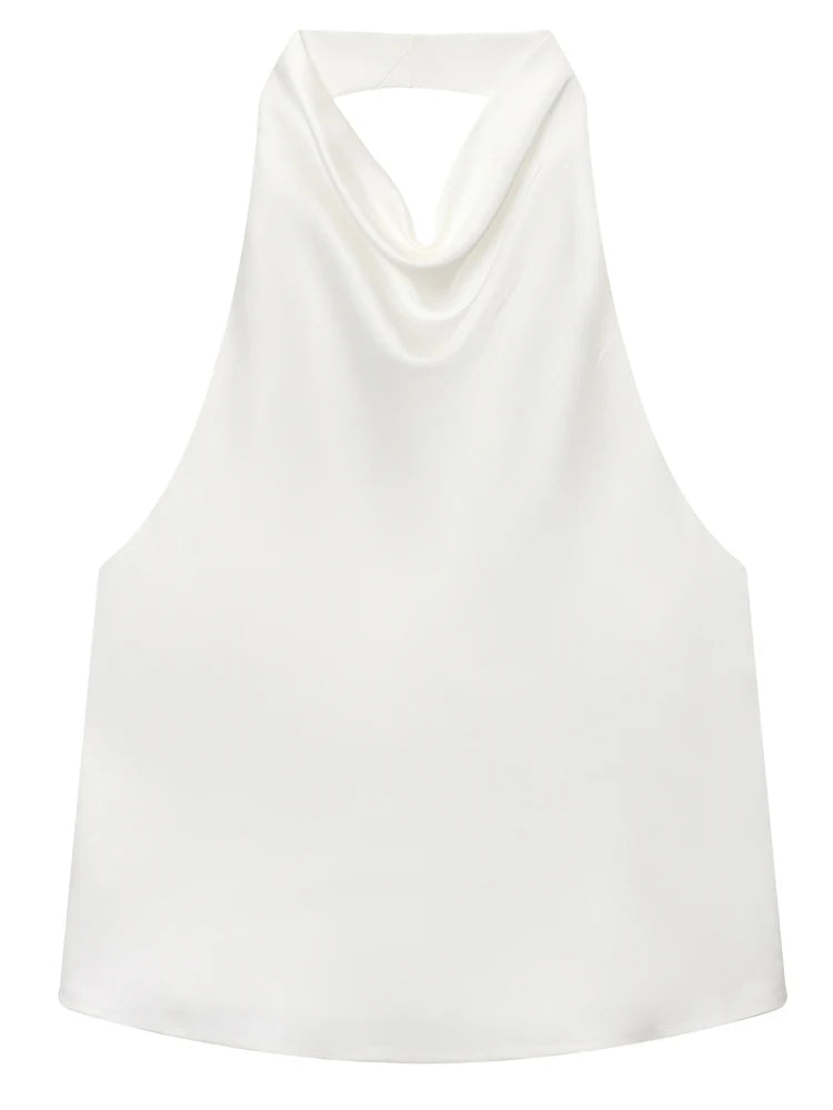 Damen Halter Satin Korsett Top Rückenfrei Elegant