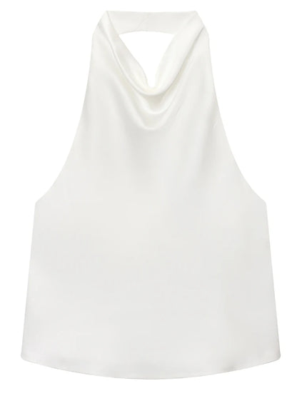 Damen Halter Satin Korsett Top Rückenfrei Elegant