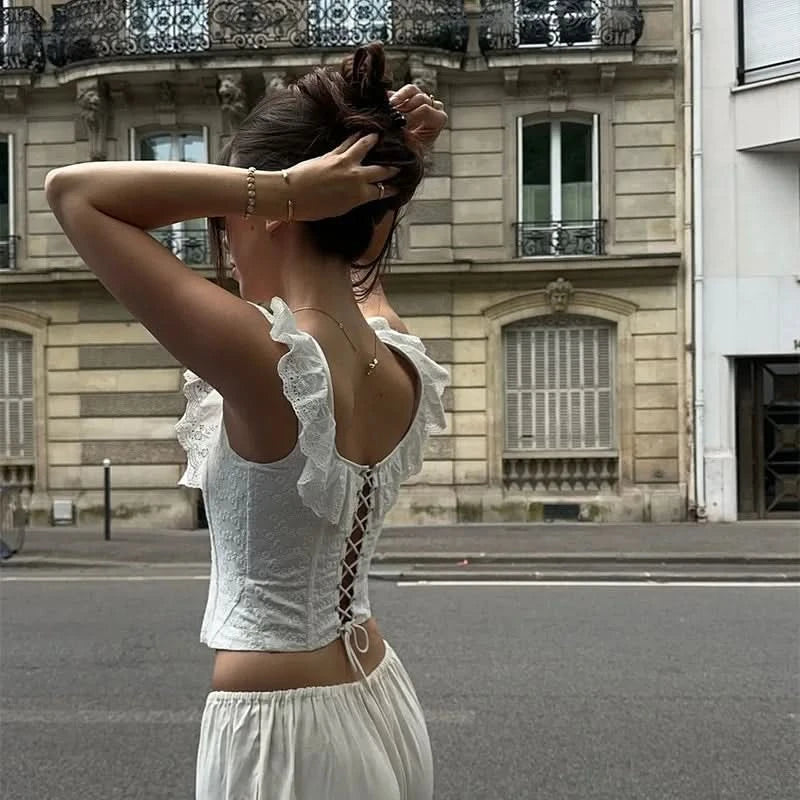 Rüschen Lace-up Top