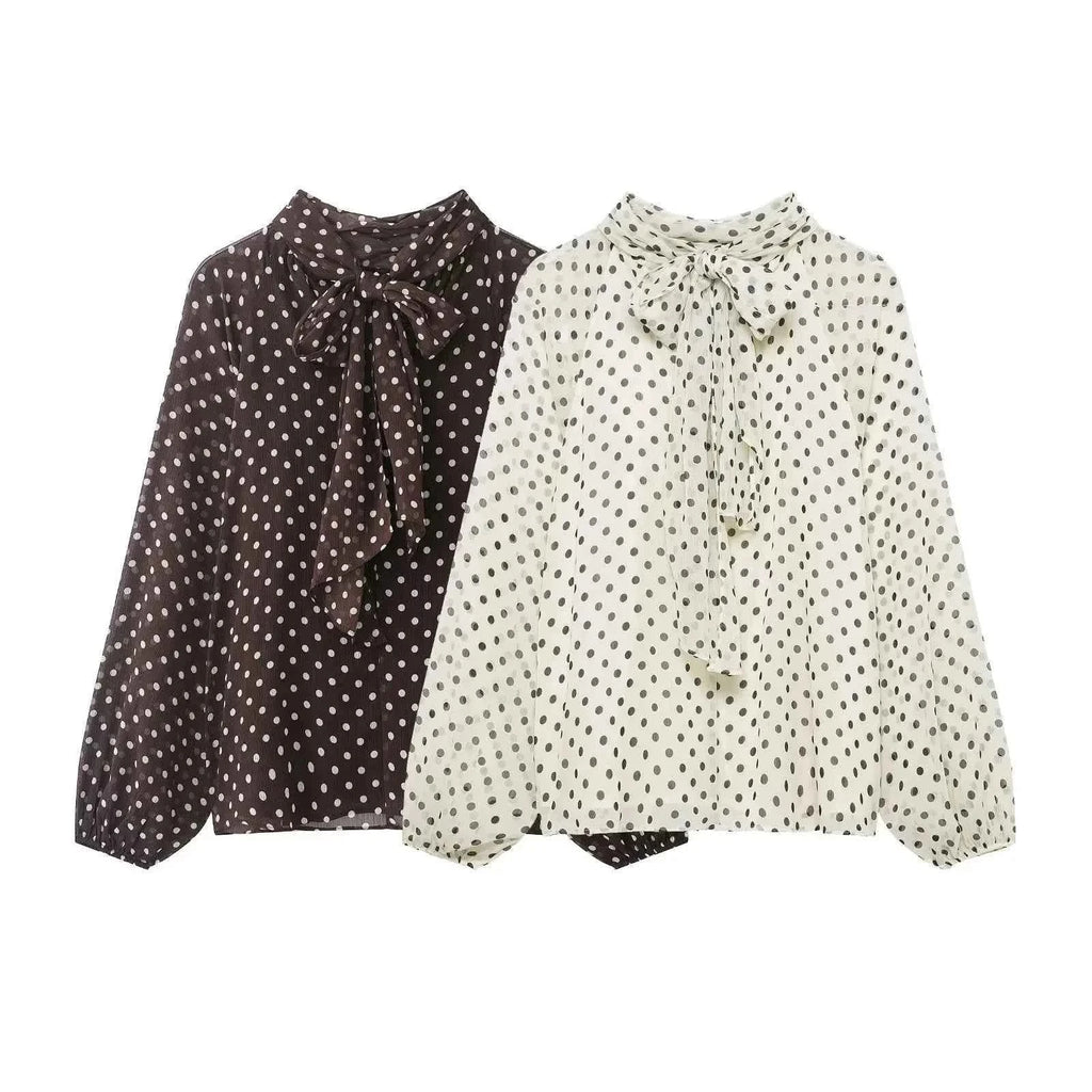 Polka-Dot-Bluse Schleife - JWANOFFIZIELL