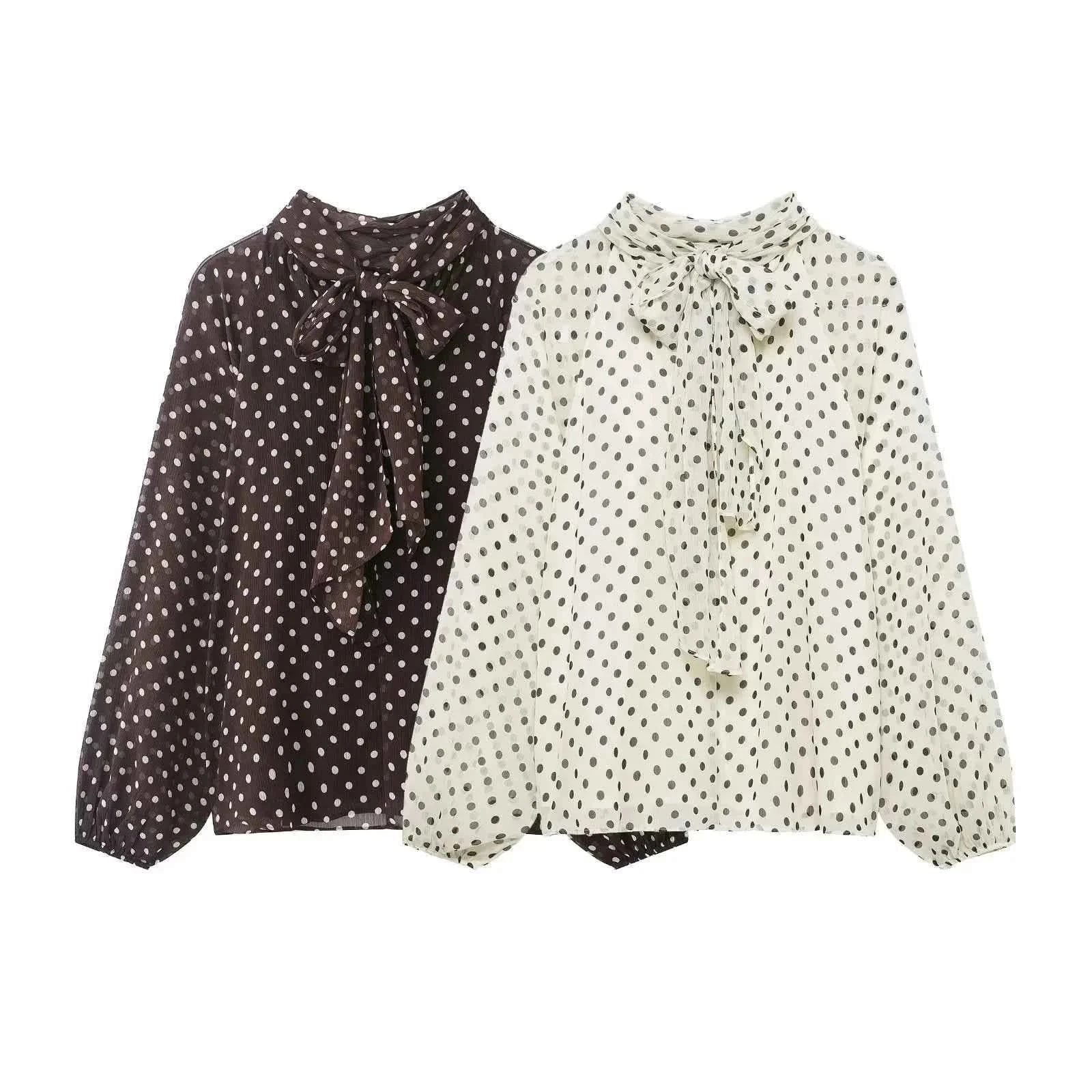 Polka-Dot-Bluse Schleife - JWANOFFIZIELL