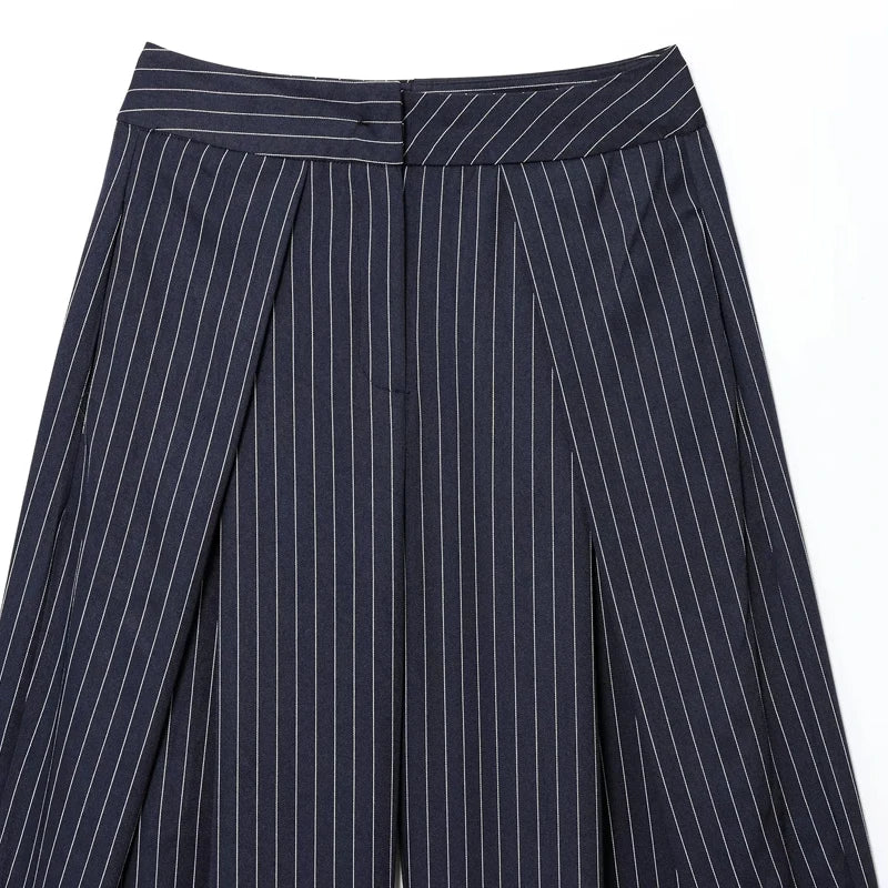 Damen weite Oversize-Hose, gestreift, elegant, Büro
