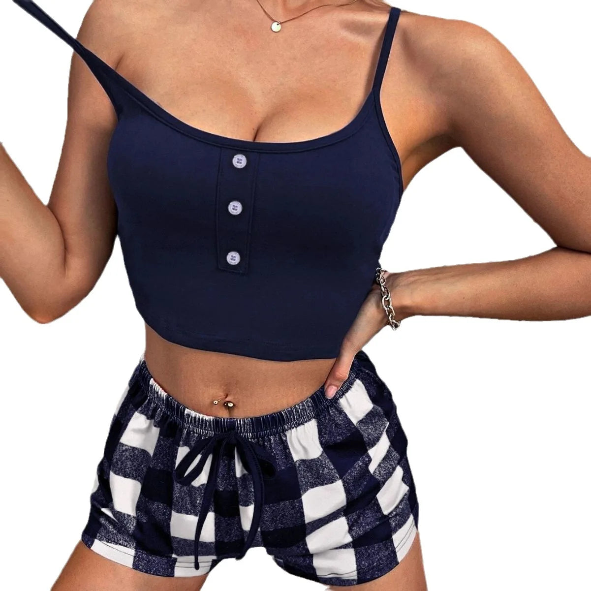 Damen Loungewear Set Tank Top & Shorts Baumwolle Casual