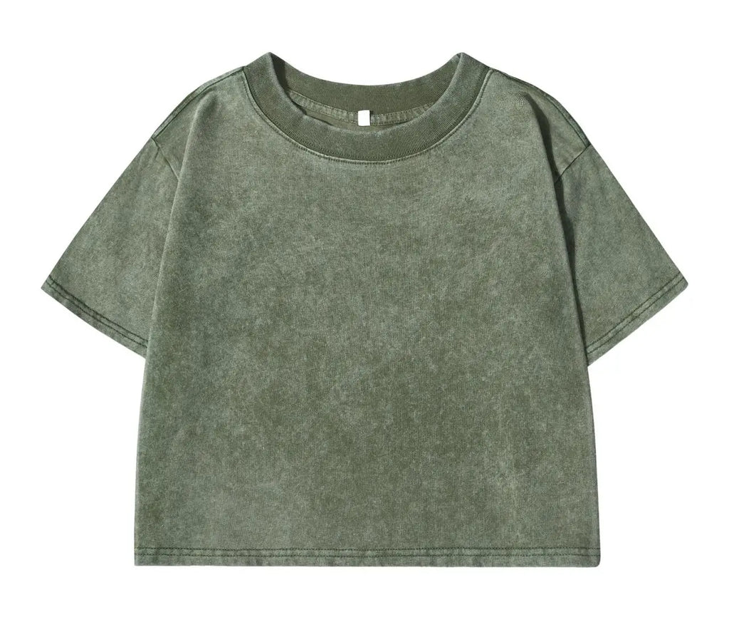 Washed Baumwoll Crop-Shirt Y2K - JWANOFFIZIELL