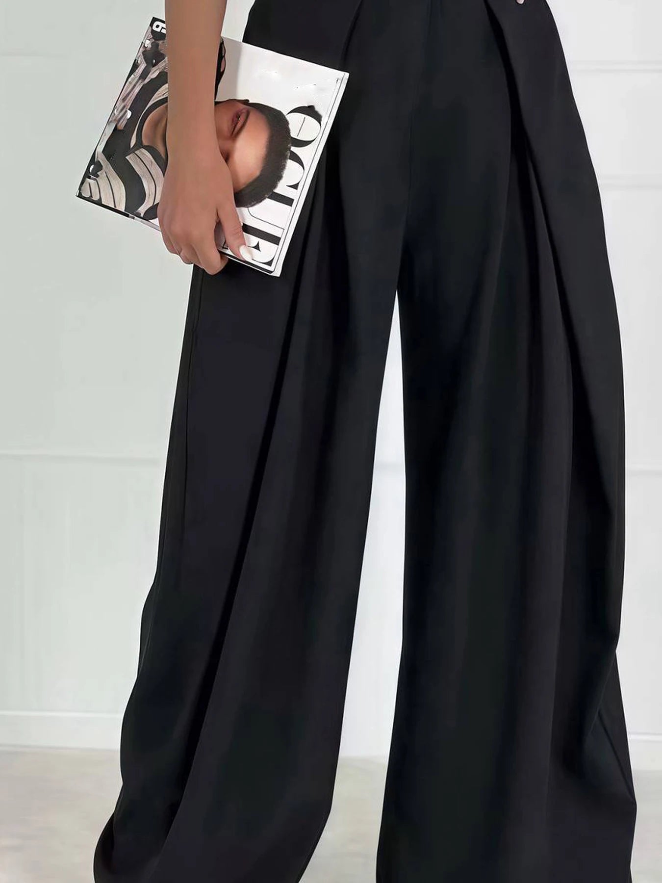 Damen weite Oversize-Hose, gestreift, elegant, Büro