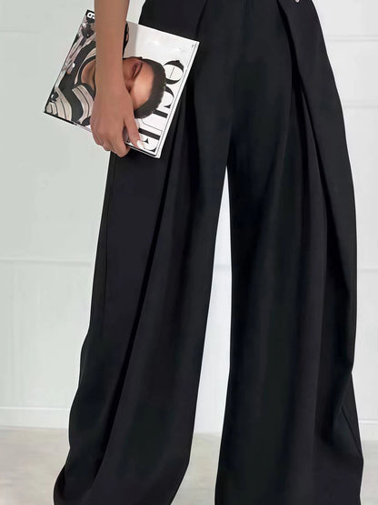 Damen weite Oversize-Hose, gestreift, elegant, Büro