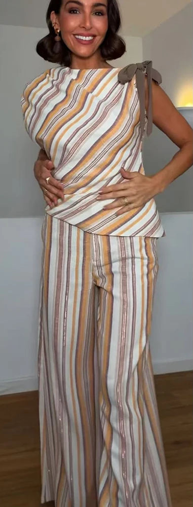 Streifen-Set Top & Wide-Leg Hose - JWANOFFIZIELL