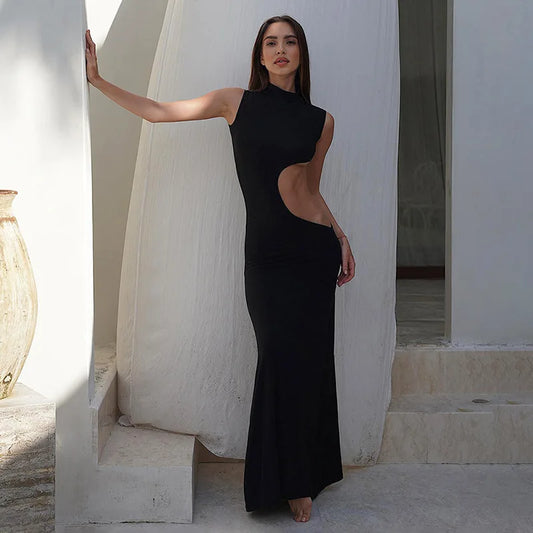 Damen Sexy Cut-Out Maxi Kleid