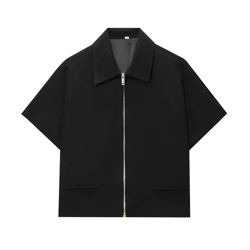 Cropped Varsity-Jacke Damen – Reißverschluss Kurzarm College-Style Streetwear