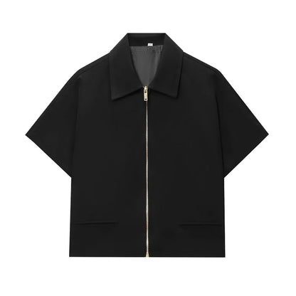 Cropped Varsity-Jacke Damen – Reißverschluss Kurzarm College-Style Streetwear