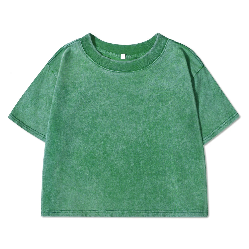Washed Baumwoll Crop-Shirt Y2K - JWANOFFIZIELL