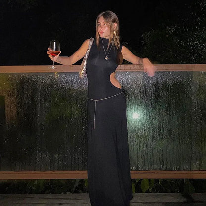 Damen Sexy Cut-Out Maxi Kleid