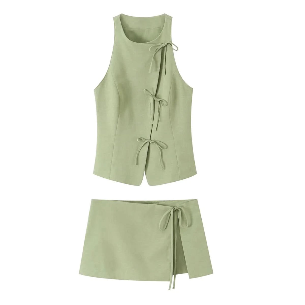 Rundhals Shorts Set in Grün - JWANOFFIZIELL
