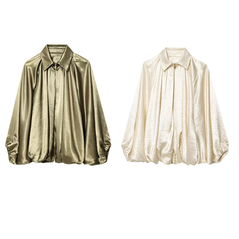 Damen Oversized Bomber Jacke mit Reißverschluss Vintage