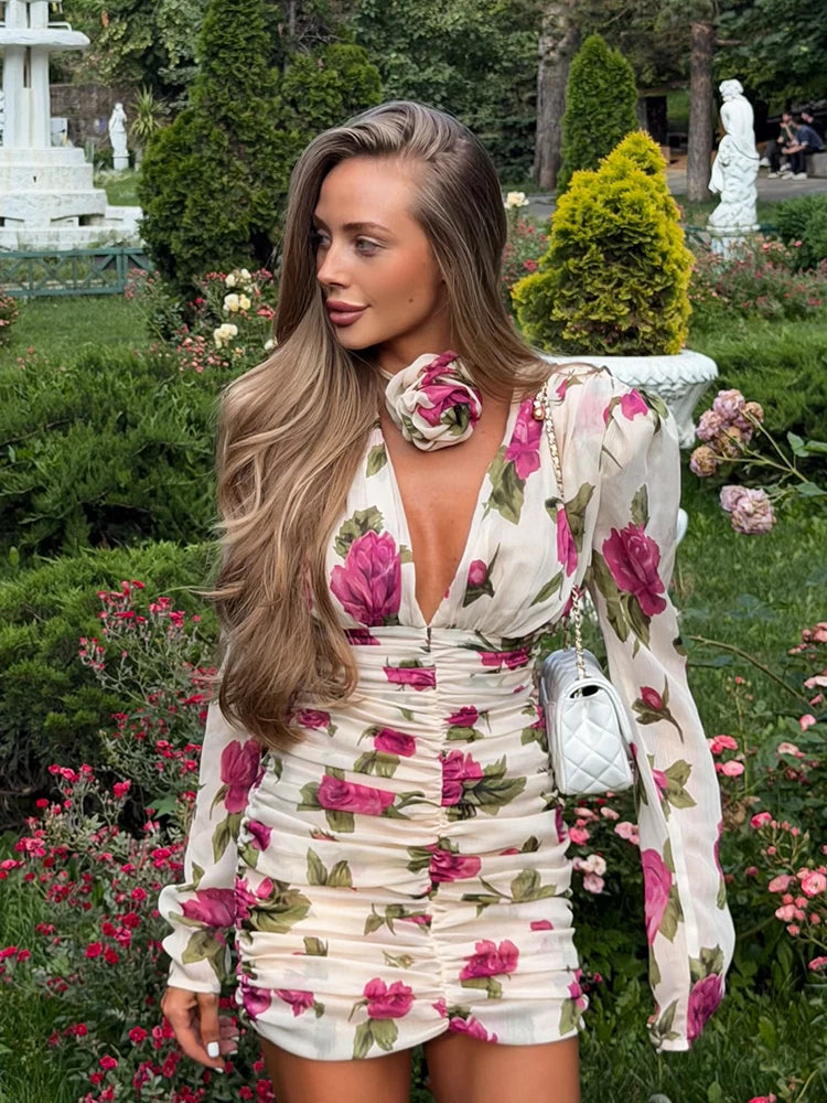 3D-Blüten Chiffon-Minikleid - JWANOFFIZIELL