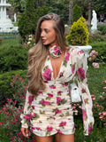 3D-Blüten Chiffon-Minikleid - JWANOFFIZIELL