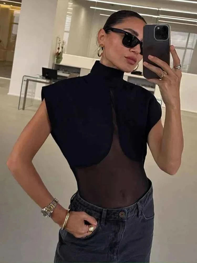 Tüll Patchwork Bodysuit