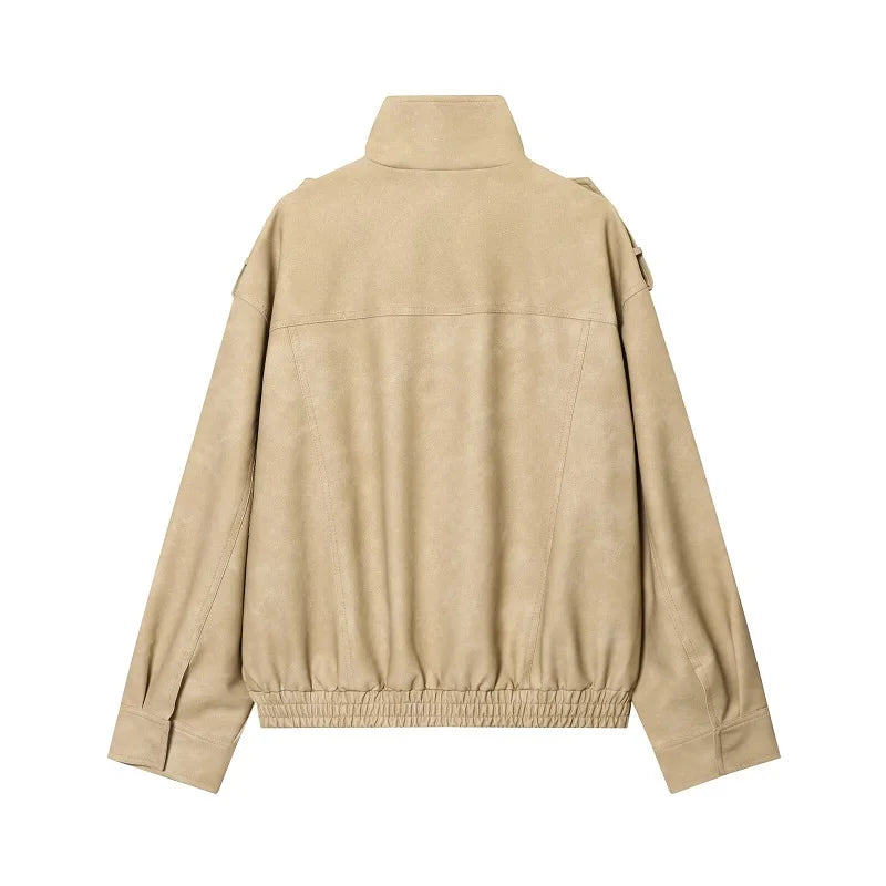Veloursleder-Bomberjacke Oversize - JWANOFFIZIELL