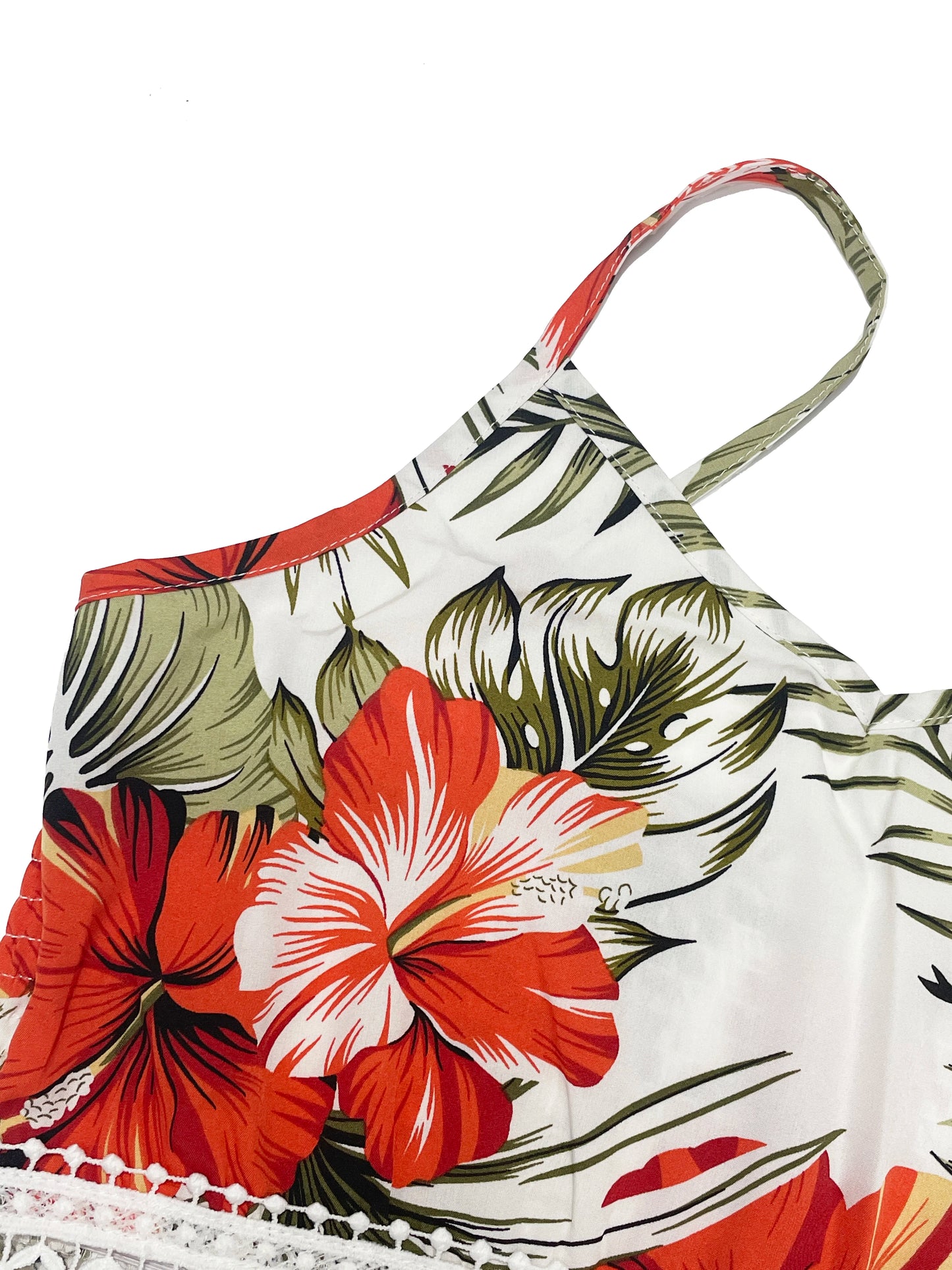 Damen Blumen Spitze Boho Strandkleid Maxi