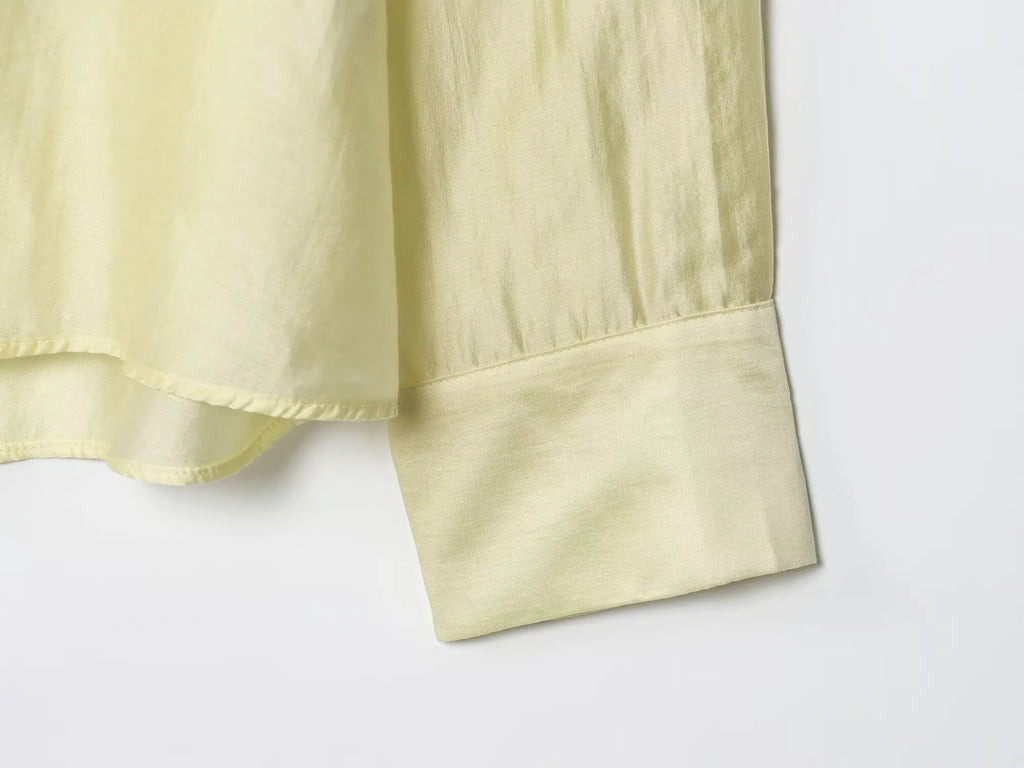 Bestickte Transparente Bluse mit Reverskragen - JWANOFFIZIELL