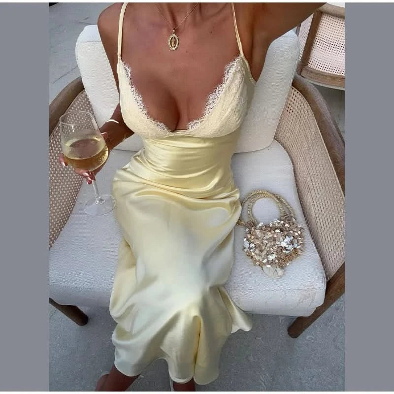 Spitzen Rückenfrei Kleid