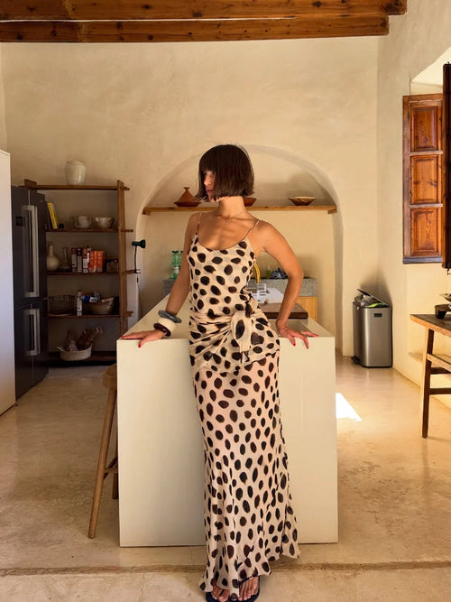 Animal-Dots Maxikleid mit Tuch - JWANOFFIZIELL