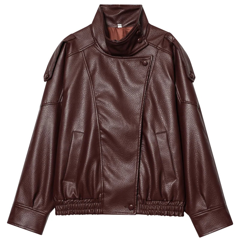 Kunstleder-Bomberjacke Motorrad-Stil - JWANOFFIZIELL