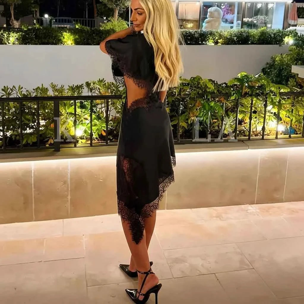 Satin-Kleid Asymmetrisch - JWANOFFIZIELL