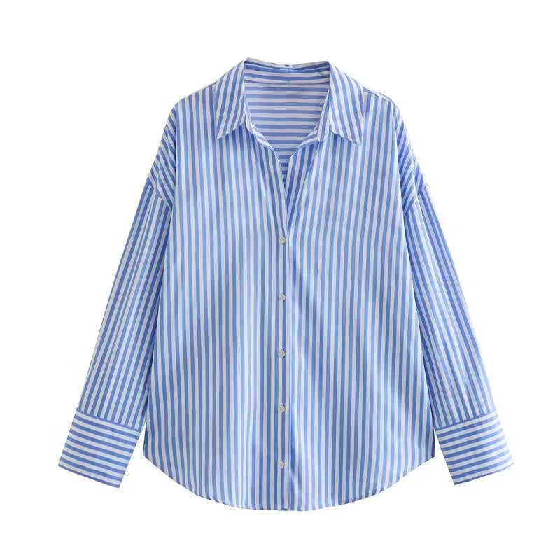 Lässiges Streifenhemd im Loose-Fit – Stylisches Langarm-Popeline-Shirt