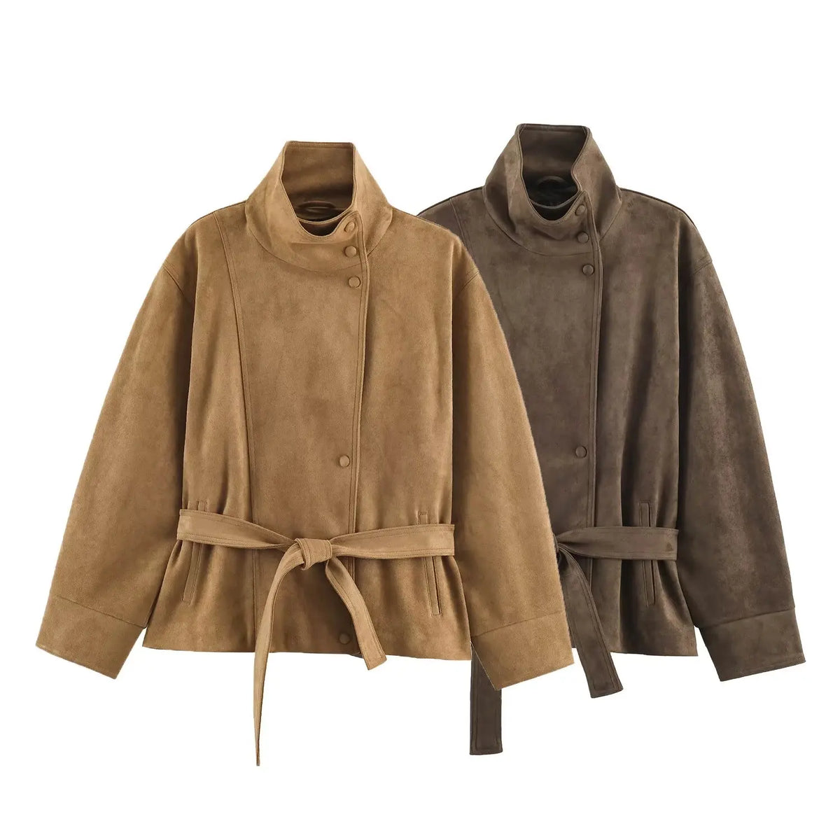 Veloursleder-Jacke Gürtel Minimal - JWANOFFIZIELL