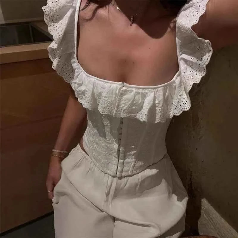 Rüschen Lace-up Top