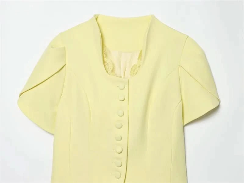 Puffärmel Spitzen-Blazer