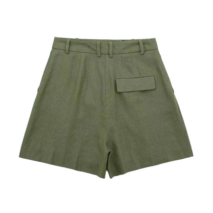 Elegantes Weste-Set Damen – V-Ausschnitt Slim Fit & Plissee-Shorts Sommer